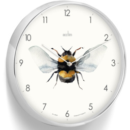 Acctim Society Chrome Effect Bee Round Wall Clock 30cm - Size: 4 x 30 x 30cm - Silver - Wilko - thumbnail 3