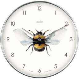 Acctim Society Chrome Effect Bee Round Wall Clock 30cm - Size: 4 x 30 x 30cm - Silver - Wilko