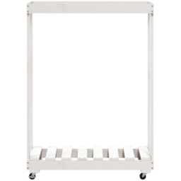 vidaXL White Solid Pine Wood Log Holder with Wheels 76.5 x 40 x 108cm - Size: 108 x 76.5 x 40cm - Wilko - thumbnail 4