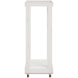 vidaXL White Solid Pine Wood Log Holder with Wheels 76.5 x 40 x 108cm - Size: 108 x 76.5 x 40cm - Wilko - thumbnail 5