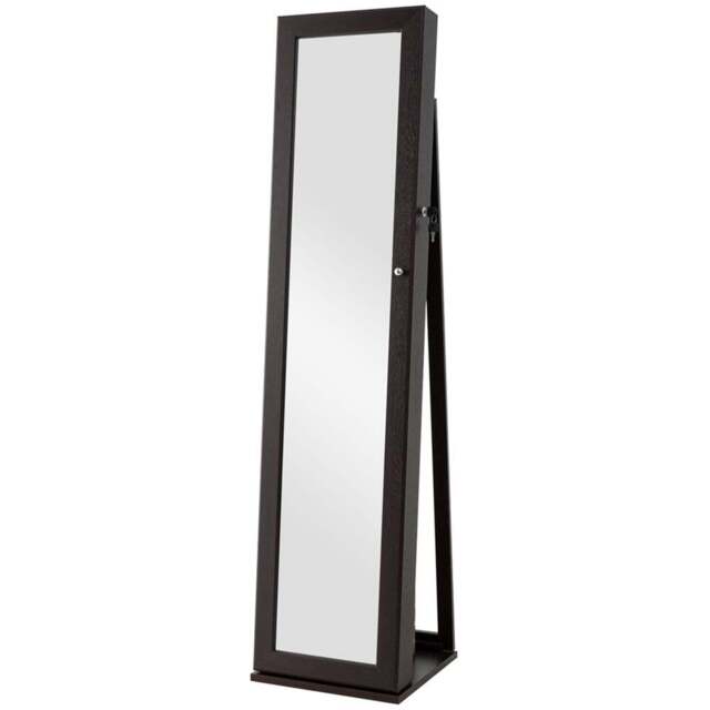 Costway Coffee Mirrored Jewellery Armoire - Size: 38 x 38 x 157cm - Brown - Wilko - image 1