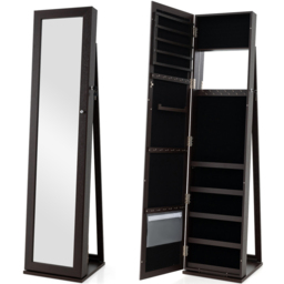 Costway Coffee Mirrored Jewellery Armoire - Size: 38 x 38 x 157cm - Brown - Wilko - thumbnail 4