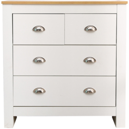 FurnitureHMD 4 Drawer White and Oak Effect Wooden Chest of Drawers - Wilko - thumbnail 3
