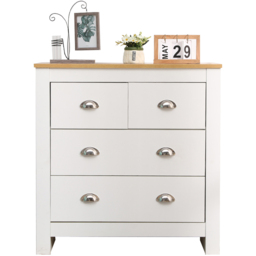 FurnitureHMD 4 Drawer White and Oak Effect Wooden Chest of Drawers - Wilko - thumbnail 4