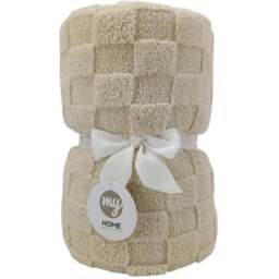 Checkerboard Sherpa Throw - Cream - Wilko - thumbnail 1