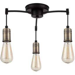 Cosylyte Linton 3 Light Industrial Matt Antique Brass Ceiling Light - Size: 33.5 x 37.5 x 11cm - Black - Wilko