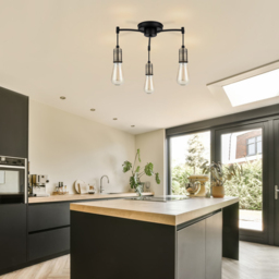 Cosylyte Linton 3 Light Industrial Matt Antique Brass Ceiling Light - Size: 33.5 x 37.5 x 11cm - Black - Wilko - thumbnail 7