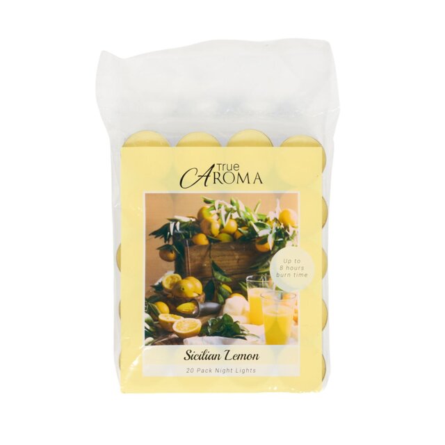Pack of 20 Sicilian Lemon Tealights - True Aroma - Wilko - image 1