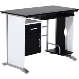 Portland Computer Desk with Sliding Tray White and Black - Size: 100 x 52 x 75cm - Wilko - thumbnail 3