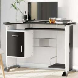 Portland Computer Desk with Sliding Tray White and Black - Size: 100 x 52 x 75cm - Wilko - thumbnail 1