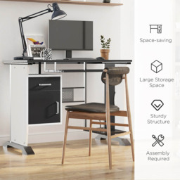 Portland Computer Desk with Sliding Tray White and Black - Size: 100 x 52 x 75cm - Wilko - thumbnail 4