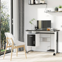 Portland Computer Desk with Sliding Tray White and Black - Size: 100 x 52 x 75cm - Wilko - thumbnail 7