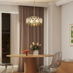 HOMCOM Adjustable Crystal Chandelier Ceiling Light - Size: 26 x 44 x 44cm - Gold Tone - Wilko - thumbnail 5