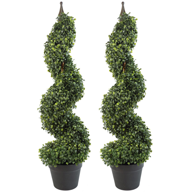 Leaf Spiral Boxwood Tower Artificial Tree 120cm 2 Pack - Size: 90 x 25 x 25cm - Green - Wilko - image 1