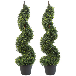 Leaf Spiral Boxwood Tower Artificial Tree 120cm 2 Pack - Size: 90 x 25 x 25cm - Green - Wilko - thumbnail 1