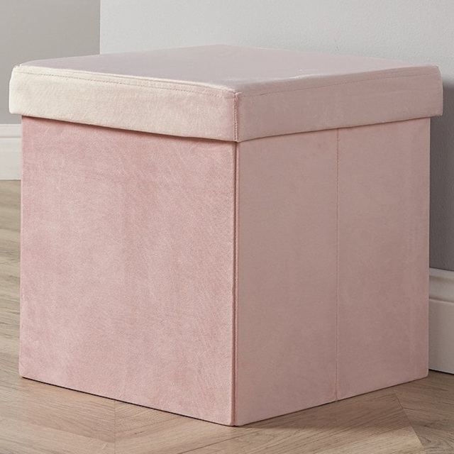 Home Source Sofia Blush Pink Velvet Square Folding Storage Ottoman - Size: 38 x 100 x 38cm - Wilko - image 1