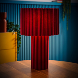 ValueLights Lenny Burgundy Wine Drum Lamp Shade Ribbed Full Fabric LED Table Lamp - Size: 35.5 x 23 x 23cm - Red - Wilko - thumbnail 7