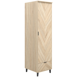Stockholm Chevron Single Door Single Drawer Sonoma Oak Wardrobe - Size: Single Door, Single Drawer - Wood - LPD Home - Wilko - thumbnail 4