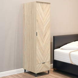 Stockholm Chevron Single Door Single Drawer Sonoma Oak Wardrobe - Size: Single Door, Single Drawer - Wood - LPD Home - Wilko - thumbnail 1