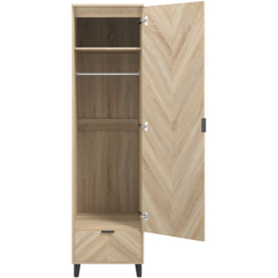 Stockholm Chevron Single Door Single Drawer Sonoma Oak Wardrobe - Size: Single Door, Single Drawer - Wood - LPD Home - Wilko - thumbnail 7
