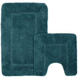Velosso Mayfair Indigo Microfibre Bath Mat Set - Size: 50 x 80 x 1cm - Green - Wilko