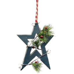 Shatchi Green Star Wooden Hanging Christmas Decoration 36cm - Size: 36 x 12 x 6cm - Wilko - thumbnail 1