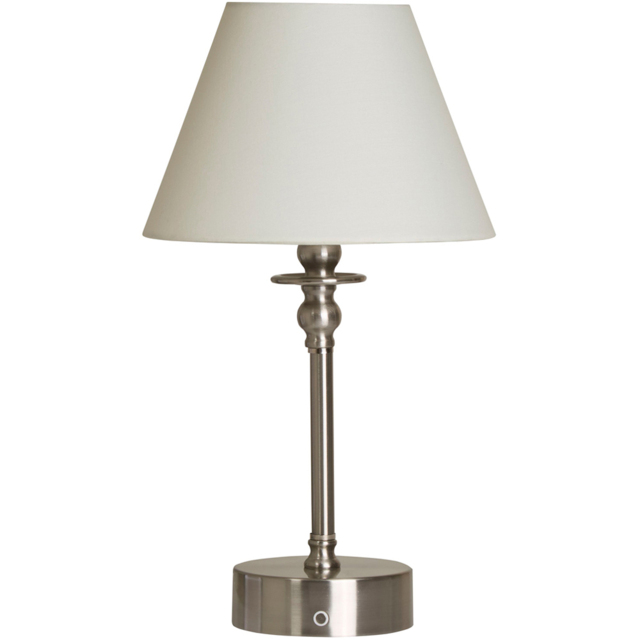 Lighting Collection Brushed Silver Rechargeable LED Table Lamp - Size: 42.5 x 24 x 24cm - Satin Nickel - Wilko - image 1