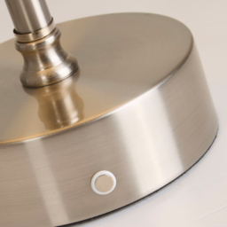 Lighting Collection Brushed Silver Rechargeable LED Table Lamp - Size: 42.5 x 24 x 24cm - Satin Nickel - Wilko - thumbnail 5