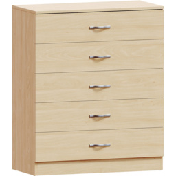 Vida Designs Riano 5 Drawer Pine Chest of Drawers - Brown - Wilko - thumbnail 3