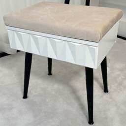 CARME Home Montana White and Black Padded Velvet Storage Stool - Size: 21 x 38 x 47cm - Wilko