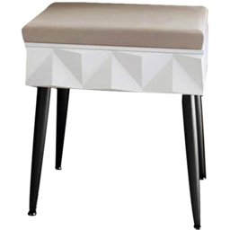 CARME Home Montana White and Black Padded Velvet Storage Stool - Size: 21 x 38 x 47cm - Wilko - thumbnail 3