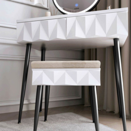 CARME Home Montana White and Black Padded Velvet Storage Stool - Size: 21 x 38 x 47cm - Wilko - thumbnail 5