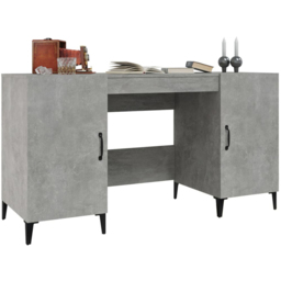 vidaXL 2 Door Computer Desk Concrete Grey and Black - Size: 75 x 140 x 50cm - Wilko - thumbnail 4
