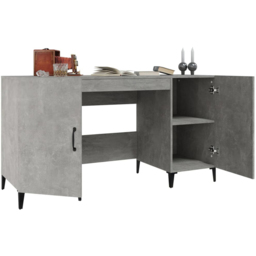 vidaXL 2 Door Computer Desk Concrete Grey and Black - Size: 75 x 140 x 50cm - Wilko - thumbnail 5