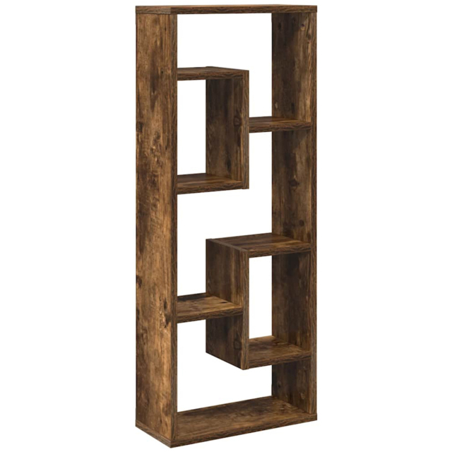 vidaXL 5 Shelf Smoked Oak Wooden Wall Shelf - Size: 90 x 36 x 16cm - Brown - Wilko - image 1