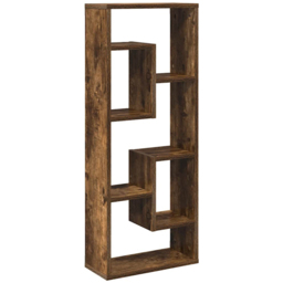 vidaXL 5 Shelf Smoked Oak Wooden Wall Shelf - Size: 90 x 36 x 16cm - Brown - Wilko