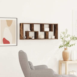 vidaXL 5 Shelf Smoked Oak Wooden Wall Shelf - Size: 90 x 36 x 16cm - Brown - Wilko - thumbnail 3
