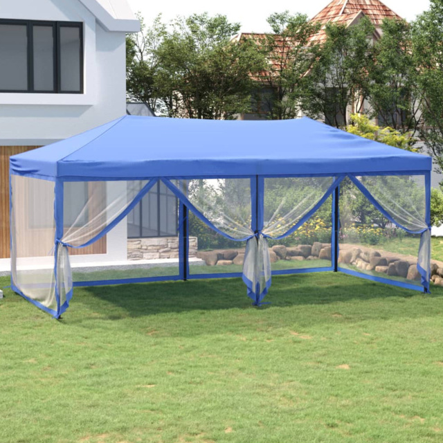 vidaXL 3 x 6m Blue Foldable Party Tent with Sidewalls - Wilko - image 1