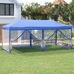 vidaXL 3 x 6m Blue Foldable Party Tent with Sidewalls - Wilko - thumbnail 1