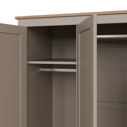 GFW Lancaster 3 Door 2 Drawer Grey Wardrobe - Size: 3 Door, 2 Drawer - Wilko - thumbnail 7