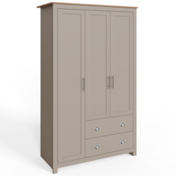GFW Lancaster 3 Door 2 Drawer Grey Wardrobe - Size: 3 Door, 2 Drawer - Wilko - thumbnail 3