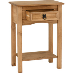 Seconique Corona Single Drawer Distressed Waxed Pine Console Table - Size: 34 x 52 x 73cm - Brown - Wilko - thumbnail 5