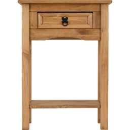 Seconique Corona Single Drawer Distressed Waxed Pine Console Table - Size: 34 x 52 x 73cm - Brown - Wilko - thumbnail 4