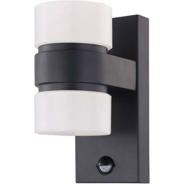 EGLO Atollari LED 2 Light Black Exterior Sensor Wall Light - Size: 10.0 x 15.5 x 23.0cm - Wilko