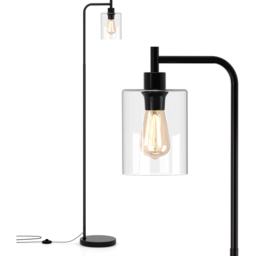 Costway Black Industrial Floor Lamp with Hanging Glass Lampshade - Size: 167 x 25 x 25cm - Wilko - thumbnail 4