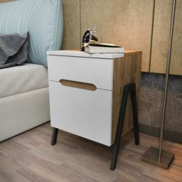 Decorotika Neva Single Door Single Drawer Walnut White and Black Side Table - Multi - Wilko - thumbnail 5