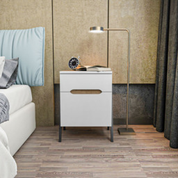 Decorotika Neva Single Door Single Drawer Walnut White and Black Side Table - Multi - Wilko - thumbnail 4