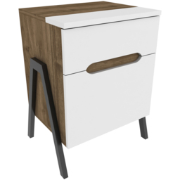 Decorotika Neva Single Door Single Drawer Walnut White and Black Side Table - Multi - Wilko - thumbnail 3