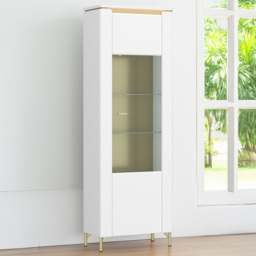 Furniture To Go Lazio Vitrin Single Door Alpine White Cabinet - Wilko