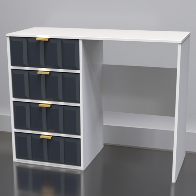 Crowndale Cube 4 Drawer Matt Indigo and White Dressing Table - Blue - Wilko - image 1